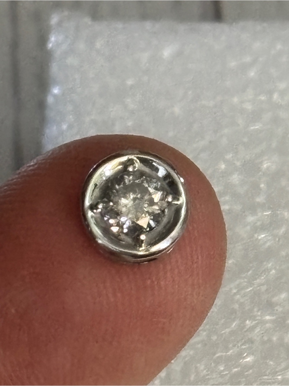 14k White Gold .40 cttw Genuine Bezel Diamond Pendant